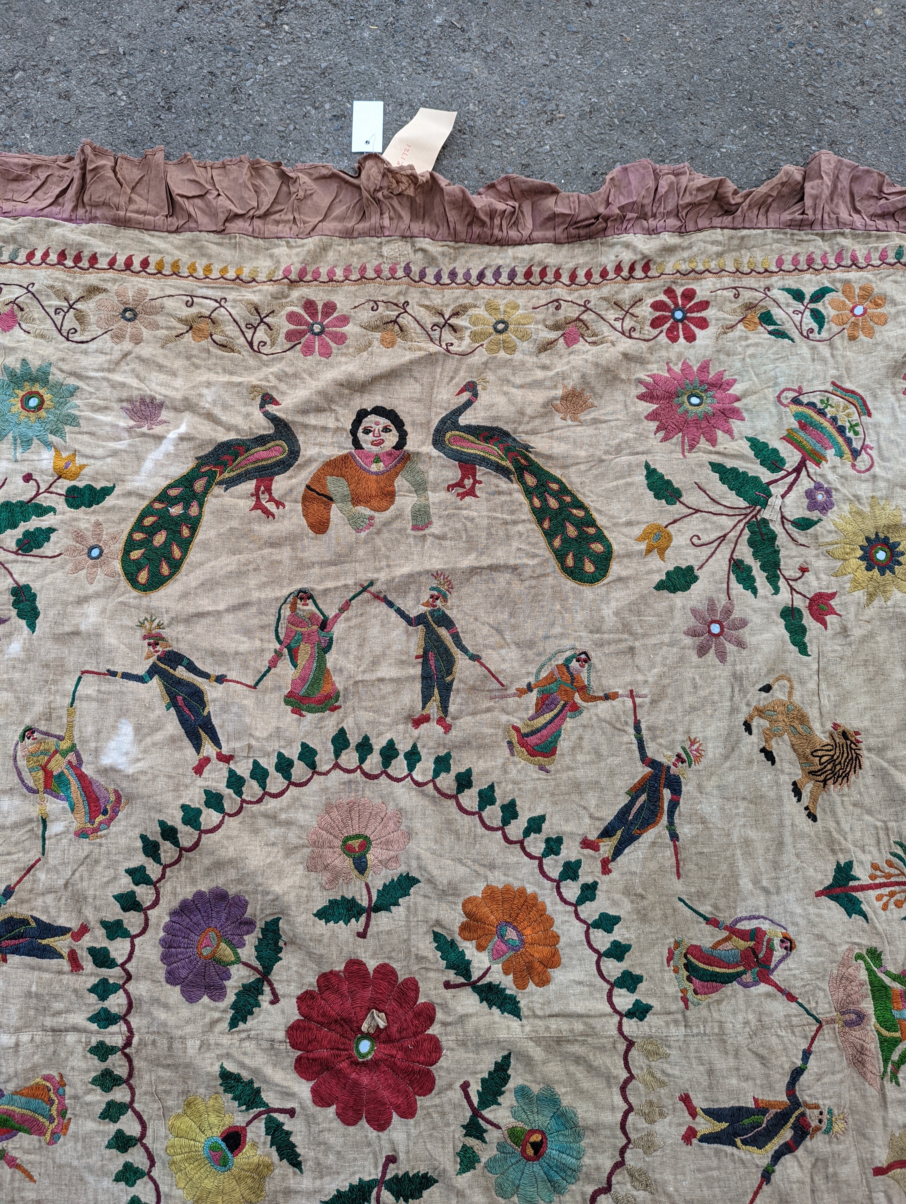 An Indian embroidered panel, 160 x 180cm